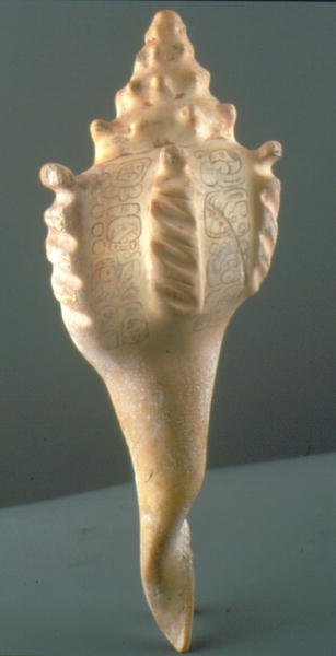 Conch Shell Ink Holder Inscribed with Glyphs by Mayan